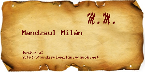 Mandzsul Milán névjegykártya