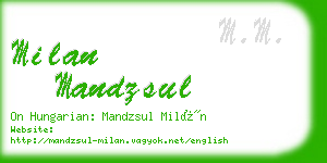 milan mandzsul business card